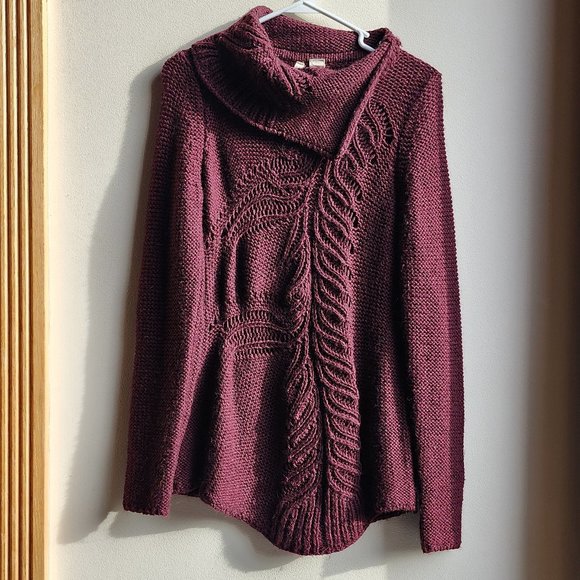 Anthropologie Moth Cranberry Cowl Neck Sweater Size Small - Picture 1 of 13